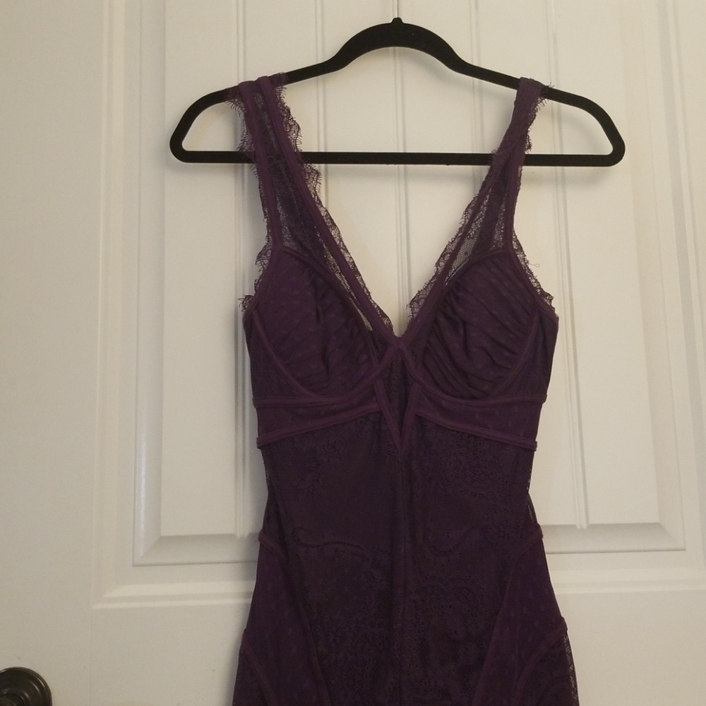 Purple lace mini dress